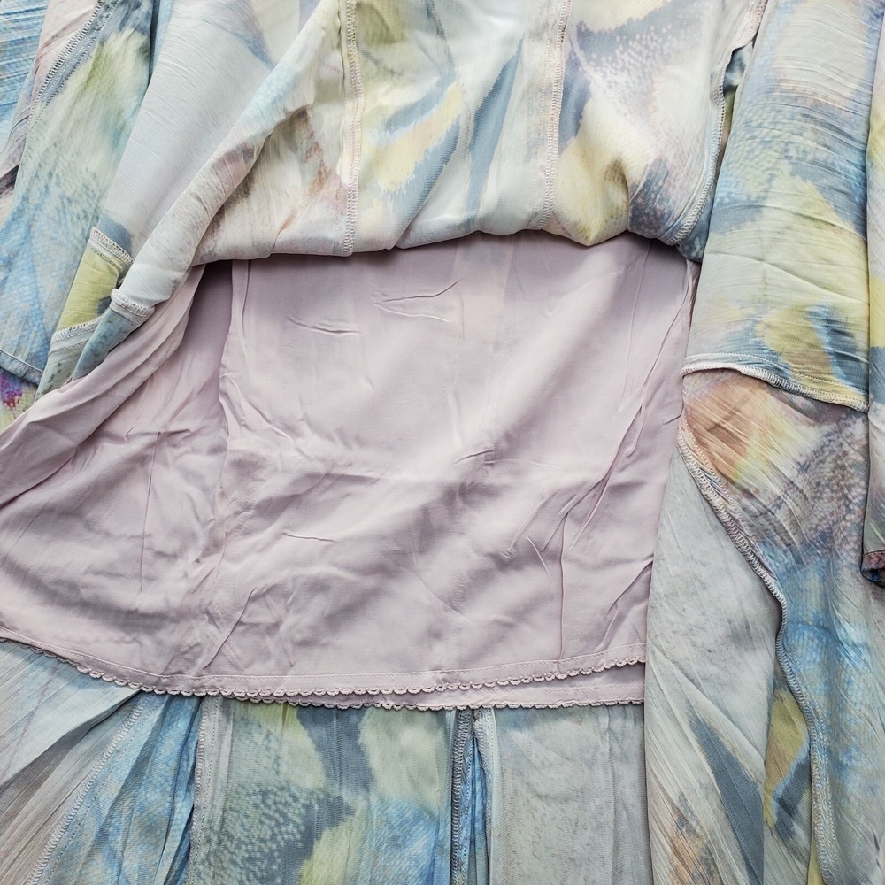 Anthropologie Maxi Skirt Women's 6 Multi Watercolor Art Lined Swing Hem Side Zip - Picture 5 of 9